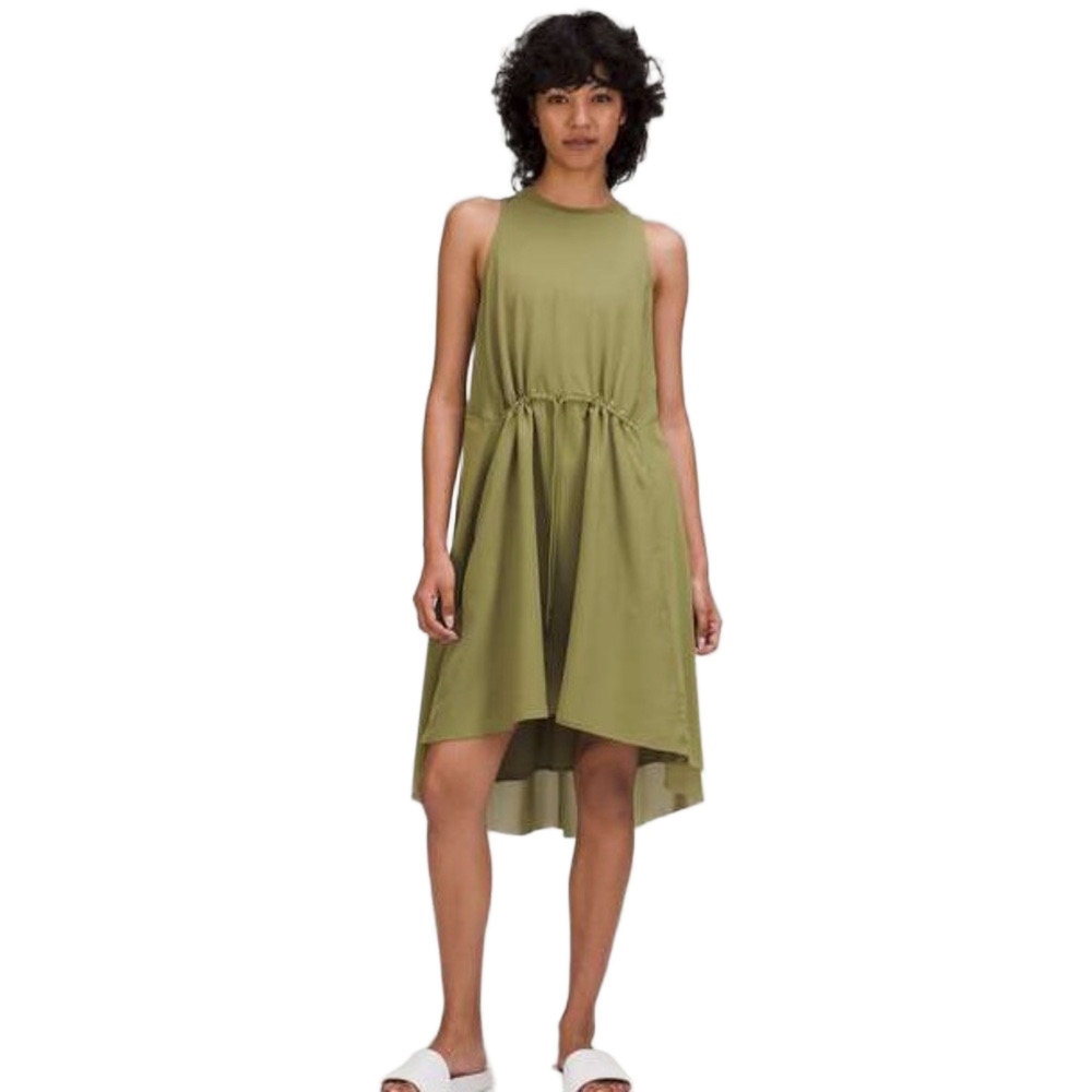 Lululemon Athletica Mesh Overlay High-Neck Dress Bronze Green Medium 8